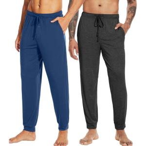 imageWiWi Mens Bamboo Viscose Pajama Jogger Pants Soft Lounge Bottoms Sleep Long Pj Joggers Sweatpant SXXLBcharcoal HeatherDark Blue