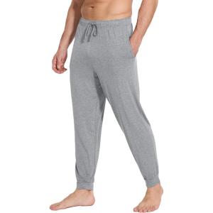 imageWiWi Mens Bamboo Viscose Pajama Jogger Pants Soft Lounge Bottoms Sleep Long Pj Joggers Sweatpant SXXLCheather Grey