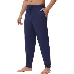 imageWiWi Mens Bamboo Viscose Pajama Jogger Pants Soft Lounge Bottoms Sleep Long Pj Joggers Sweatpant SXXLCnavy