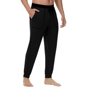 imageWiWi Mens Bamboo Viscose Pajama Jogger Pants Soft Lounge Bottoms Sleep Long Pj Joggers Sweatpant SXXLDblack