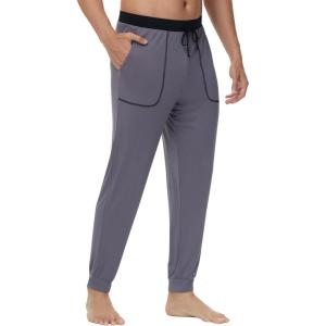 imageWiWi Mens Bamboo Viscose Pajama Jogger Pants Soft Lounge Bottoms Sleep Long Pj Joggers Sweatpant SXXLDdark Grey