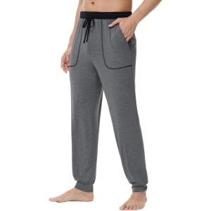 imageWiWi Mens Bamboo Viscose Pajama Jogger Pants Soft Lounge Bottoms Sleep Long Pj Joggers Sweatpant SXXLDdark Heathe Grey