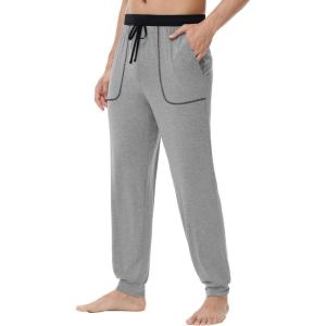 imageWiWi Mens Bamboo Viscose Pajama Jogger Pants Soft Lounge Bottoms Sleep Long Pj Joggers Sweatpant SXXLDheather Grey