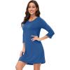 imageWiWi Nightgowns for Women Viscose from Bamboo 34 Sleeve Sleepshirt Soft Vneck Nightshirts Loose Sleep Dress SXXLAprussian Blue