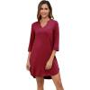 imageWiWi Nightgowns for Women Viscose from Bamboo 34 Sleeve Sleepshirt Soft Vneck Nightshirts Loose Sleep Dress SXXLCwine
