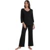 imageWiWi Pajamas for Women Set 34 Sleeve Tops Wide Leg Pants Pjs Sets Soft Viscose from Bamboo Loungewear SXXLBlack