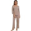 imageWiWi Pajamas for Women Set 34 Sleeve Tops Wide Leg Pants Pjs Sets Soft Viscose from Bamboo Loungewear SXXLCamel