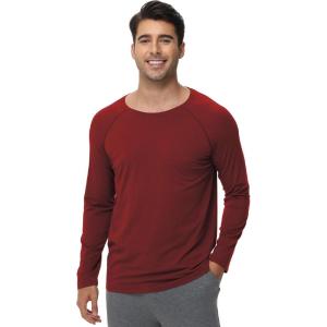 imageWiWi Mens Super Soft Long Sleeve Tees Moisture Wicking Shirts Viscose from Bamboo Cooling Crew Neck TShirt SXXLAdark Red
