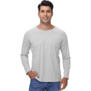 imageWiWi Mens Super Soft Long Sleeve Tees Moisture Wicking Shirts Viscose from Bamboo Cooling Crew Neck TShirt SXXLAlight Heather Grey