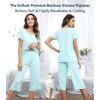 image:imageWiWi Pajamas for Women Super Soft Pajama Sets Cooling Short Sleeve Top Capri Pants Viscose from Bamboo Sleepwear Pjs S4XAaqua