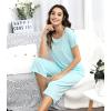 image:imageWiWi Pajamas for Women Super Soft Pajama Sets Cooling Short Sleeve Top Capri Pants Viscose from Bamboo Sleepwear Pjs S4XAaqua
