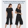 image:imageWiWi Pajamas for Women Super Soft Pajama Sets Cooling Short Sleeve Top Capri Pants Viscose from Bamboo Sleepwear Pjs S4XAblack
