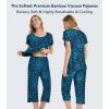 image:imageWiWi Pajamas for Women Super Soft Pajama Sets Cooling Short Sleeve Top Capri Pants Viscose from Bamboo Sleepwear Pjs S4XAblue Flowers