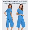 image:imageWiWi Pajamas for Women Super Soft Pajama Sets Cooling Short Sleeve Top Capri Pants Viscose from Bamboo Sleepwear Pjs S4XAbright Blue