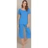 image:imageWiWi Pajamas for Women Super Soft Pajama Sets Cooling Short Sleeve Top Capri Pants Viscose from Bamboo Sleepwear Pjs S4XAbright Blue