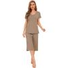 image:imageWiWi Pajamas for Women Super Soft Pajama Sets Cooling Short Sleeve Top Capri Pants Viscose from Bamboo Sleepwear Pjs S4XAcamel