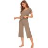 image:imageWiWi Pajamas for Women Super Soft Pajama Sets Cooling Short Sleeve Top Capri Pants Viscose from Bamboo Sleepwear Pjs S4XAcamel