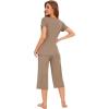 image:imageWiWi Pajamas for Women Super Soft Pajama Sets Cooling Short Sleeve Top Capri Pants Viscose from Bamboo Sleepwear Pjs S4XAcamel