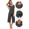 image:imageWiWi Pajamas for Women Super Soft Pajama Sets Cooling Short Sleeve Top Capri Pants Viscose from Bamboo Sleepwear Pjs S4XAcharcoal Heather