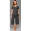 image:imageWiWi Pajamas for Women Super Soft Pajama Sets Cooling Short Sleeve Top Capri Pants Viscose from Bamboo Sleepwear Pjs S4XAcharcoal Heather