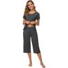 image:imageWiWi Pajamas for Women Super Soft Pajama Sets Cooling Short Sleeve Top Capri Pants Viscose from Bamboo Sleepwear Pjs S4XAcharcoal Heather