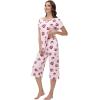 image:imageWiWi Pajamas for Women Super Soft Pajama Sets Cooling Short Sleeve Top Capri Pants Viscose from Bamboo Sleepwear Pjs S4XAcoffee Cup