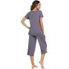image:imageWiWi Pajamas for Women Super Soft Pajama Sets Cooling Short Sleeve Top Capri Pants Viscose from Bamboo Sleepwear Pjs S4XAdark Grey