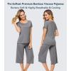 image:imageWiWi Pajamas for Women Super Soft Pajama Sets Cooling Short Sleeve Top Capri Pants Viscose from Bamboo Sleepwear Pjs S4XAdark Heather Grey