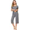 image:imageWiWi Pajamas for Women Super Soft Pajama Sets Cooling Short Sleeve Top Capri Pants Viscose from Bamboo Sleepwear Pjs S4XAdark Heather Grey