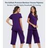 image:imageWiWi Pajamas for Women Super Soft Pajama Sets Cooling Short Sleeve Top Capri Pants Viscose from Bamboo Sleepwear Pjs S4XAdark Purple