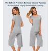 image:imageWiWi Pajamas for Women Super Soft Pajama Sets Cooling Short Sleeve Top Capri Pants Viscose from Bamboo Sleepwear Pjs S4XAheather Grey