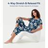 image:imageWiWi Pajamas for Women Super Soft Pajama Sets Cooling Short Sleeve Top Capri Pants Viscose from Bamboo Sleepwear Pjs S4XAink Blue Floral