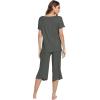 image:imageWiWi Pajamas for Women Super Soft Pajama Sets Cooling Short Sleeve Top Capri Pants Viscose from Bamboo Sleepwear Pjs S4XAiron Grey