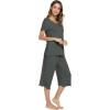image:imageWiWi Pajamas for Women Super Soft Pajama Sets Cooling Short Sleeve Top Capri Pants Viscose from Bamboo Sleepwear Pjs S4XAiron Grey