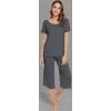 image:imageWiWi Pajamas for Women Super Soft Pajama Sets Cooling Short Sleeve Top Capri Pants Viscose from Bamboo Sleepwear Pjs S4XAiron Grey