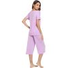 image:imageWiWi Pajamas for Women Super Soft Pajama Sets Cooling Short Sleeve Top Capri Pants Viscose from Bamboo Sleepwear Pjs S4XAlight Purple