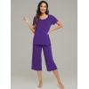 image:imageWiWi Pajamas for Women Super Soft Pajama Sets Cooling Short Sleeve Top Capri Pants Viscose from Bamboo Sleepwear Pjs S4XAlilac
