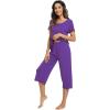 image:imageWiWi Pajamas for Women Super Soft Pajama Sets Cooling Short Sleeve Top Capri Pants Viscose from Bamboo Sleepwear Pjs S4XAlilac