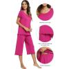 image:imageWiWi Pajamas for Women Super Soft Pajama Sets Cooling Short Sleeve Top Capri Pants Viscose from Bamboo Sleepwear Pjs S4XAmagenta