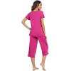 image:imageWiWi Pajamas for Women Super Soft Pajama Sets Cooling Short Sleeve Top Capri Pants Viscose from Bamboo Sleepwear Pjs S4XAmagenta