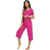 image:imageWiWi Pajamas for Women Super Soft Pajama Sets Cooling Short Sleeve Top Capri Pants Viscose from Bamboo Sleepwear Pjs S4XAmagenta