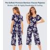 image:imageWiWi Pajamas for Women Super Soft Pajama Sets Cooling Short Sleeve Top Capri Pants Viscose from Bamboo Sleepwear Pjs S4XAnavy Floral