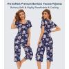 image:imageWiWi Pajamas for Women Super Soft Pajama Sets Cooling Short Sleeve Top Capri Pants Viscose from Bamboo Sleepwear Pjs S4XAnavyPeony