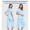 image:imageWiWi Pajamas for Women Super Soft Pajama Sets Cooling Short Sleeve Top Capri Pants Viscose from Bamboo Sleepwear Pjs S4XApale Blue