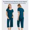 image:imageWiWi Pajamas for Women Super Soft Pajama Sets Cooling Short Sleeve Top Capri Pants Viscose from Bamboo Sleepwear Pjs S4XApeacock Blue