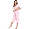 image:imageWiWi Pajamas for Women Super Soft Pajama Sets Cooling Short Sleeve Top Capri Pants Viscose from Bamboo Sleepwear Pjs S4XApink