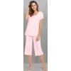 image:imageWiWi Pajamas for Women Super Soft Pajama Sets Cooling Short Sleeve Top Capri Pants Viscose from Bamboo Sleepwear Pjs S4XApink