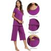 image:imageWiWi Pajamas for Women Super Soft Pajama Sets Cooling Short Sleeve Top Capri Pants Viscose from Bamboo Sleepwear Pjs S4XApurple
