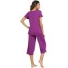 image:imageWiWi Pajamas for Women Super Soft Pajama Sets Cooling Short Sleeve Top Capri Pants Viscose from Bamboo Sleepwear Pjs S4XApurple