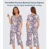 image:imageWiWi Pajamas for Women Super Soft Pajama Sets Cooling Short Sleeve Top Capri Pants Viscose from Bamboo Sleepwear Pjs S4XApurpleFloral